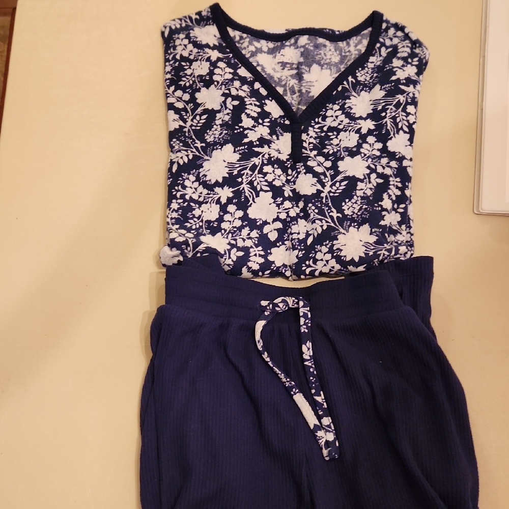 Lands' End Navy Pajama Set M